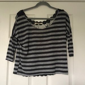 Off the shoulder, lace back blouse